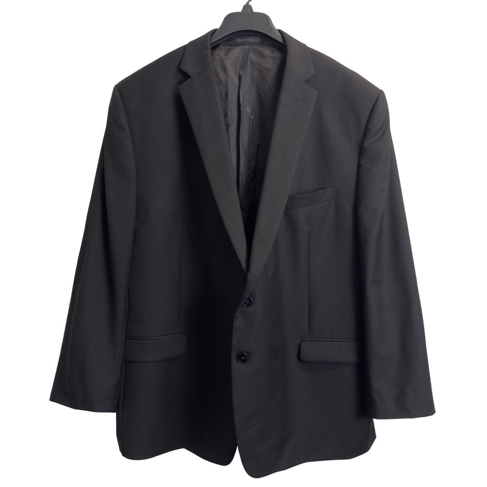 Calvin Klein Mens 50R Black Wool Suit Jacket Blazer Formal Classic fit 2 Button